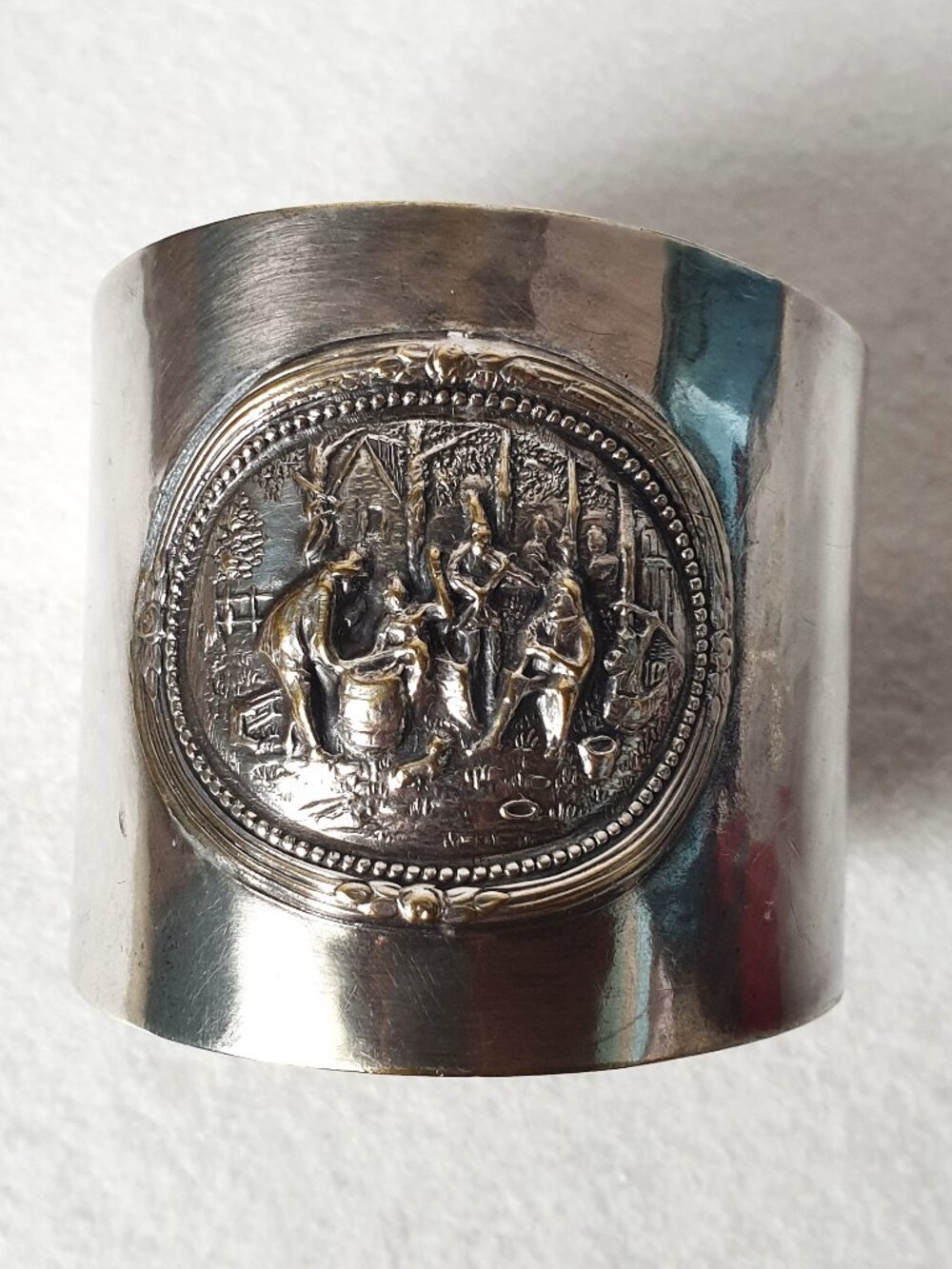 Huge Vintage 1950s Hans Jensen Danish Silver Plated Repoussé Statement Cuff